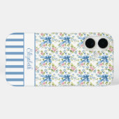 Blauwe Coquette Boogjes Met Gebloemde Monogram  Case-Mate iPhone Case (Achterkant (horizontaal))