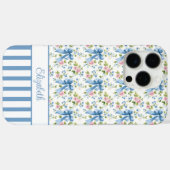 Blauwe Coquette Boogjes Met Gebloemde Monogram Case-Mate iPhone Case (Achterkant (horizontaal))