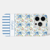 Blauwe Coquette Boogjes Met Gebloemde Monogram Case-Mate iPhone Case (Achterkant (horizontaal))