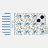 Blauwe Coquette Boogjes Met Gebloemde Monogram Case-Mate iPhone Case (Achterkant (horizontaal))