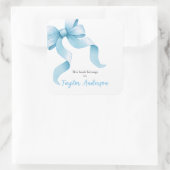 Blauwe Coquette Bow Bookplate Vierkante Sticker (Tas)