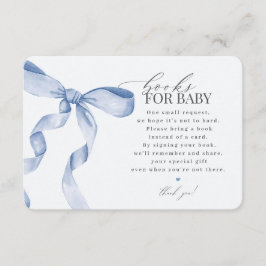 Blauwe Coquette Bow Books Voor Baby uitnodiging in Informatiekaartje