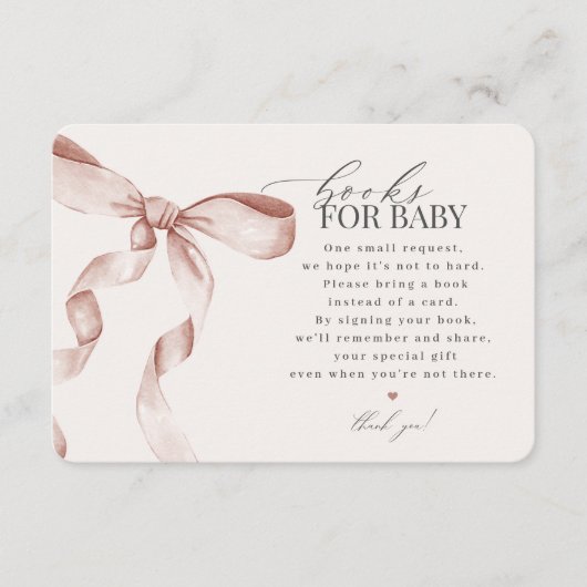 Blauwe Coquette Bow Books Voor Baby uitnodiging in Informatiekaartje (Voorkant)