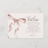 Blauwe Coquette Bow Books Voor Baby uitnodiging in Informatiekaartje (Voorkant / Achterkant)