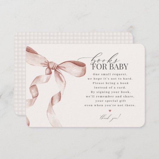 Blauwe Coquette Bow Books Voor Baby uitnodiging in Informatiekaartje (Voorkant / Achterkant)