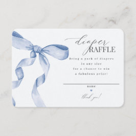Blauwe Coquette Bow Luier Raffle uitnodiging inser Informatiekaartje