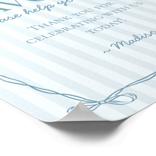 Blauwe Coquette Bow Pastel Favorieten Teken Poster (Hoek)