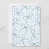 Blauwe Coquette Bow Pastel Gestreepte Verjaardagsf Kaart (Achterkant)