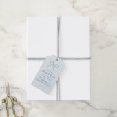 Blauwe Coquette Bow Pastel Gestreepte Verjaardagsg Cadeaulabel (Met Touw)