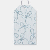 Blauwe Coquette Bow Pastel Gestreepte Verjaardagsg Cadeaulabel (Achterkant)