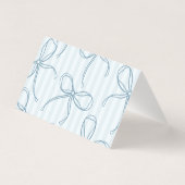 Blauwe Coquette Bow Pastel Place Card Tafel Decor Kaart (Achterkant)