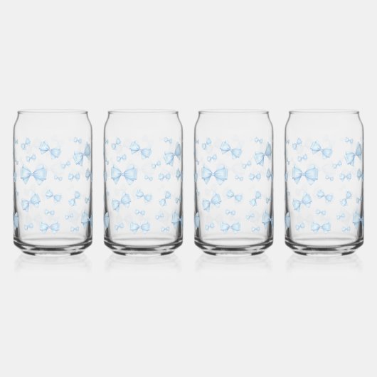 Blauwe Coquette Bow Pattern Blikvorm Glas (Achterkant)