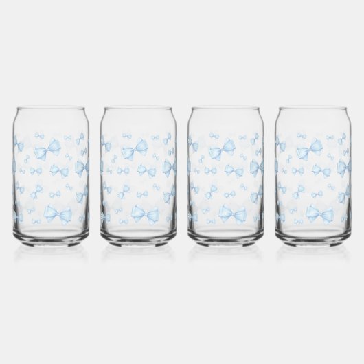 Blauwe Coquette Bow Pattern Blikvorm Glas (Links)