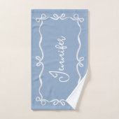 Blauwe Coquette Bows Handdoek, Aangepaste naam Handdoek (Handdoek)