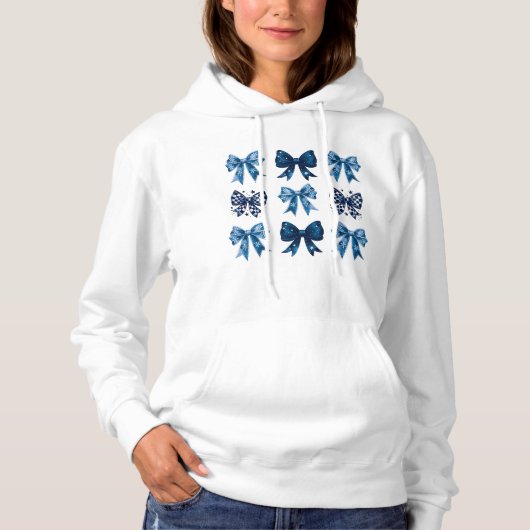 Blauwe Coquette esthetisch Hoodie (Voorkant)