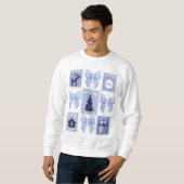 Blauwe Coquette Kerstmis Postzegel Trui (Voorkant volledig)