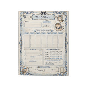 Blauwe Coquette Purrfect Week Weekplanner Notitieb Notitieblok