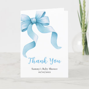 Blauwe Coquette Strik Baby Shower Bedankkaart