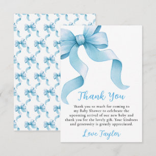 Blauwe Coquette Strik Baby Shower Bedankkaart