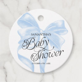 Blauwe Coquette Strik Baby Shower Favor Tags Bedankjes Labels