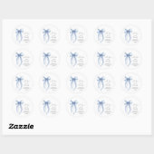 Blauwe Coquette Strik Bruiloftsfeest Bedankt Ronde Sticker (Vel)