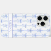 Blauwe Coquette Strik lint gestreepte Monogram Case-Mate iPhone Case (Achterkant (horizontaal))