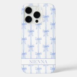 Blauwe Coquette Strik lint gestreepte Monogram iPhone 16 Pro Hoesje