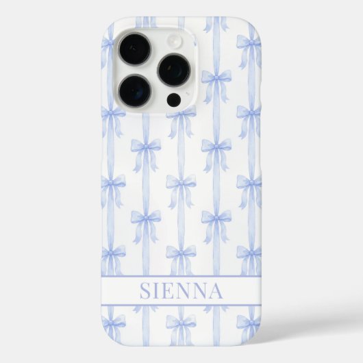 Blauwe Coquette Strik lint gestreepte Monogram Case-Mate iPhone Case (Achterkant)