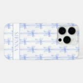 Blauwe Coquette Strik lint gestreepte Monogram Case-Mate iPhone Case (Achterkant (horizontaal))
