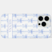 Blauwe Coquette Strik lint gestreepte Monogram Case-Mate iPhone Case (Achterkant (horizontaal))