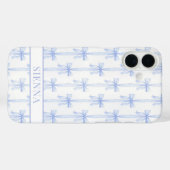 Blauwe Coquette Strik lint Monogram Case-Mate iPhone Case (Achterkant (horizontaal))