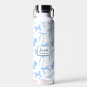 Blauwe Coquette Strik Met Eigen Naam Waterfles (Voorkant)
