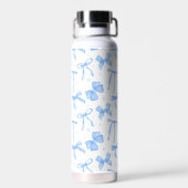 Blauwe Coquette Strik Met Eigen Naam Waterfles (Achterkant)
