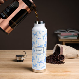 Blauwe Coquette Strik Met Eigen Naam  Waterfles
