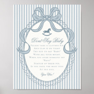 Blauwe Coquette Strik Schommelpaard Zeg Niet Baby Poster