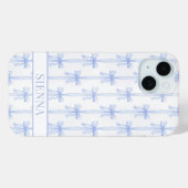Blauwe Coquette Strikjes Gestreepte Monogram Case-Mate iPhone Case (Achterkant (horizontaal))
