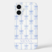 Blauwe Coquette Strikken Gestreepte Monogram Case-Mate iPhone Case (Achterkant)
