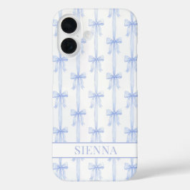 Blauwe Coquette Strikken Gestreepte Monogram iPhone 16 Hoesje