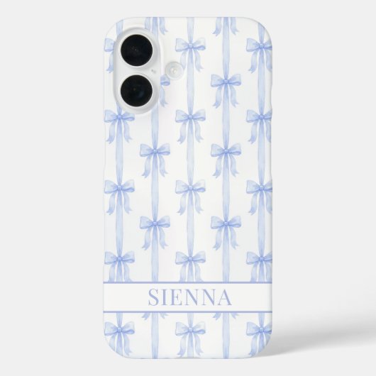 Blauwe Coquette Strikken Gestreepte Monogram Case-Mate iPhone Case (Achterkant)