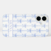 Blauwe Coquette Strikken Gestreepte Monogram Case-Mate iPhone Case (Achterkant (horizontaal))