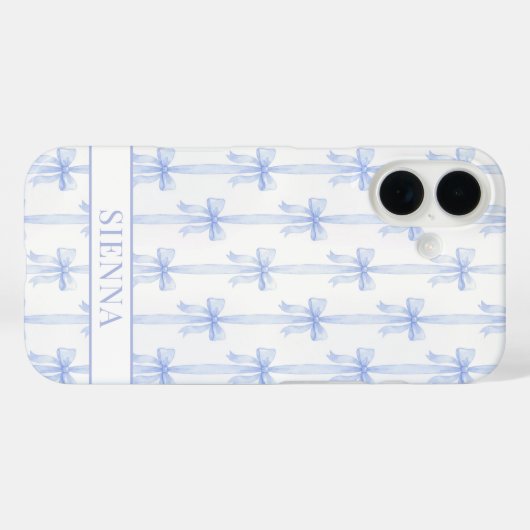 Blauwe Coquette Strikken Gestreepte Monogram Case-Mate iPhone Case (Achterkant (horizontaal))