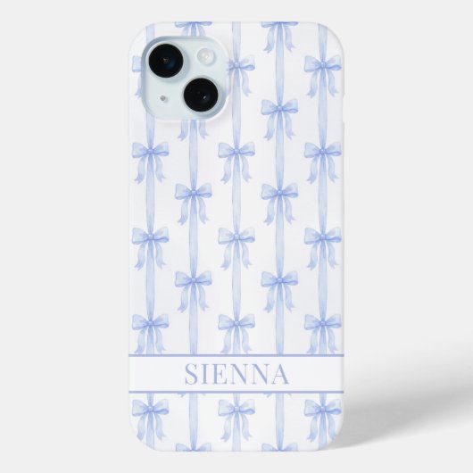 Blauwe Coquette Strikken Gestreepte Monogram Case-Mate iPhone Case (Achterkant)