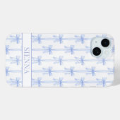 Blauwe Coquette Strikken Gestreepte Monogram Case-Mate iPhone Case (Achterkant (horizontaal))