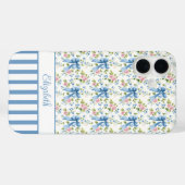 Blauwe Coquette Strikken Met Bloemen Met Monogram Case-Mate iPhone Case (Achterkant (horizontaal))