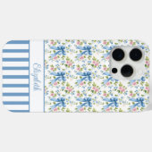 Blauwe Coquette Strikken Met Gebloemde Monogram Case-Mate iPhone Case (Achterkant (horizontaal))
