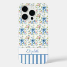Blauwe Coquette Strikken Met Gebloemde Monogram