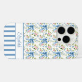 Blauwe Coquette Strikken Met Gebloemde Monogram Case-Mate iPhone Case (Achterkant (horizontaal))