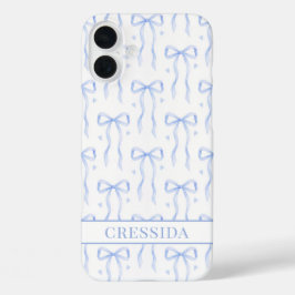 Blauwe Coquette Strikken met Monogram iPhone 16 Plus Hoesje