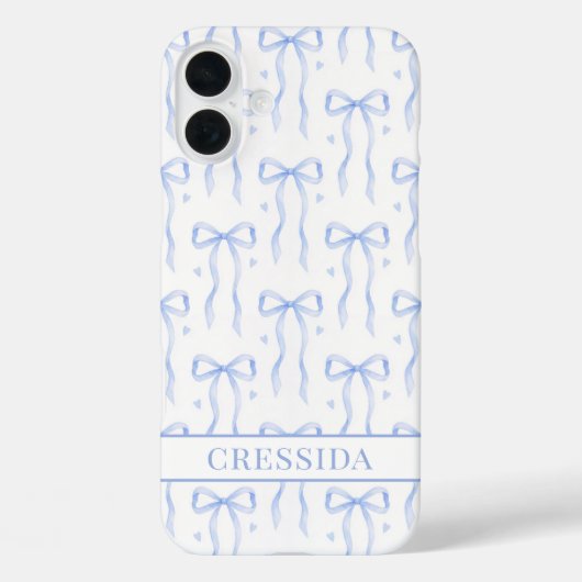 Blauwe Coquette Strikken met Monogram Case-Mate iPhone Case (Achterkant)