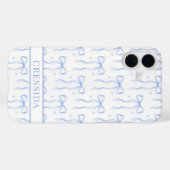 Blauwe Coquette Strikken met Monogram Case-Mate iPhone Case (Achterkant (horizontaal))